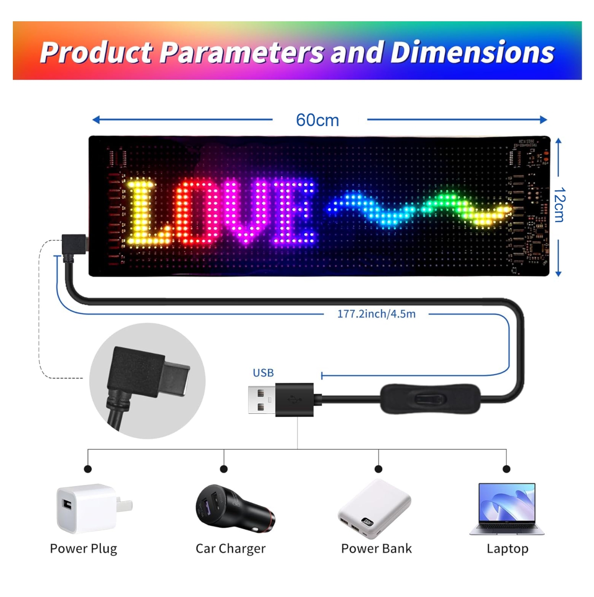 Miniatura 4 de Letrero LED Programable RGB Animación